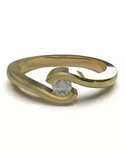 Solitaire engagement ring 3mm gem 3D print model