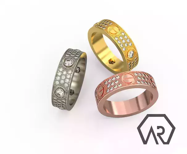 Wedding Band Diamond Pave Ring 3d Print Model D33