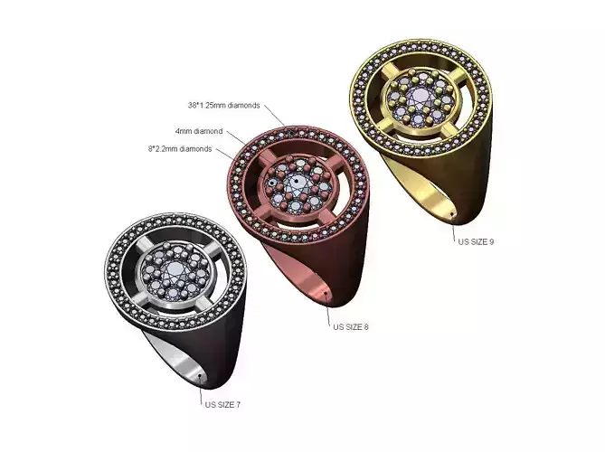 Suspended cluster diamond halo ring US sizes 7 8 9