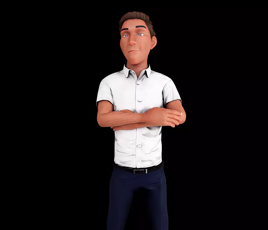 Asian Man Free low-poly 3D model_0