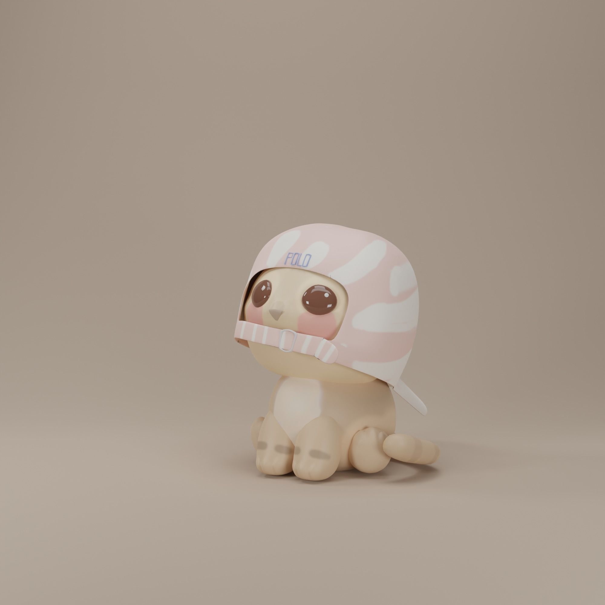 Cute Cat  wear cap 3d model Low-poly 3D model_1