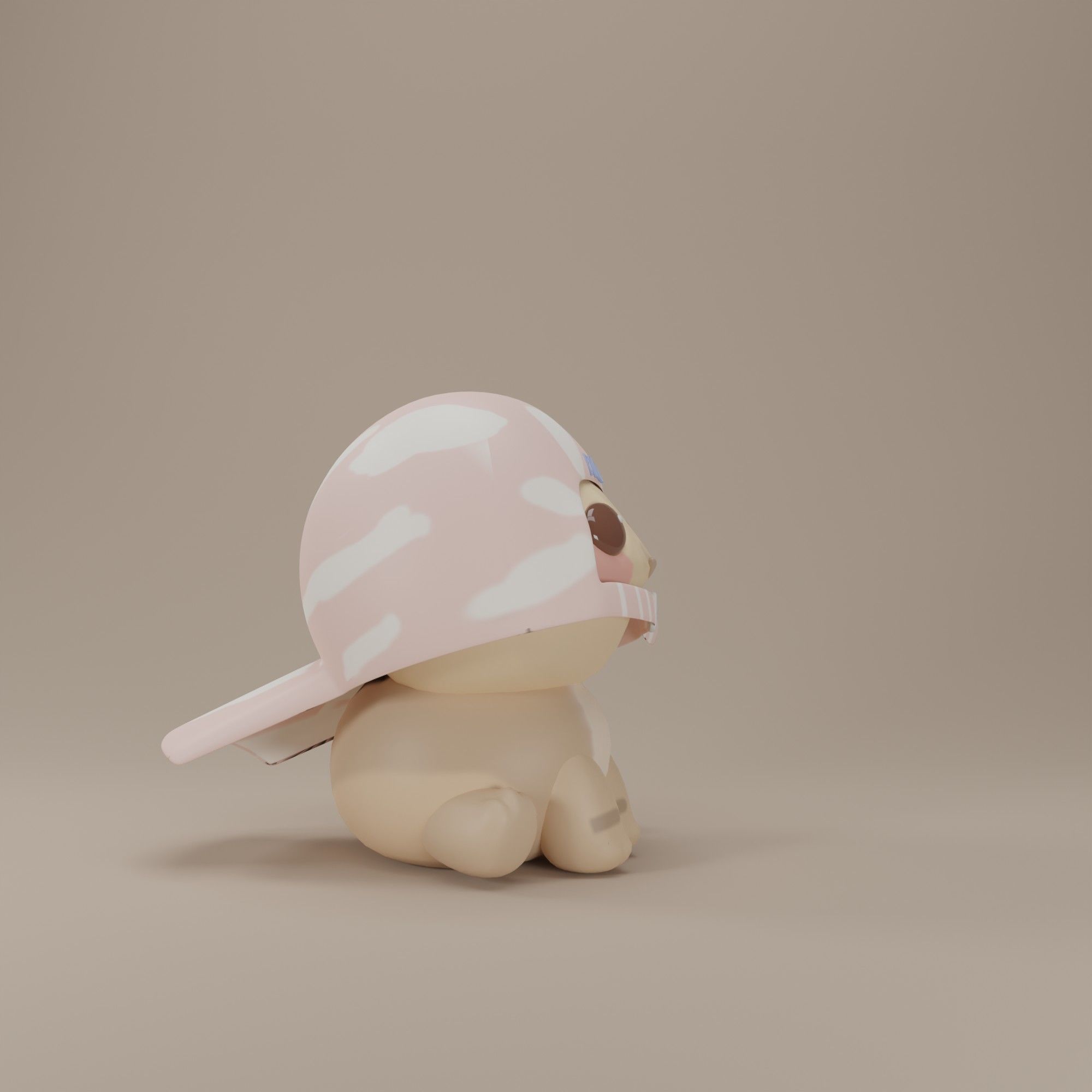 Cute Cat  wear cap 3d model Low-poly 3D model_4