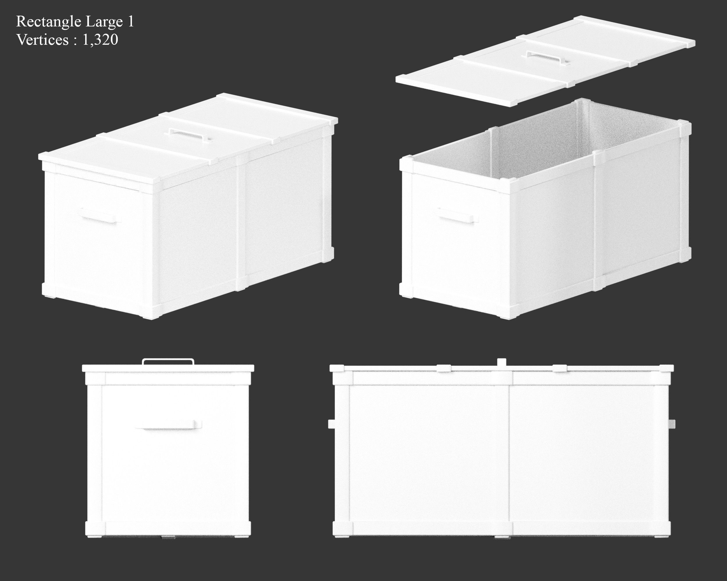 Medieval Containers Metal Crates Low-poly 3D model_5