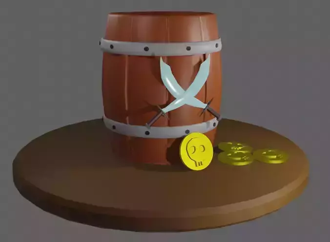 Low-poly Pirate barrel 