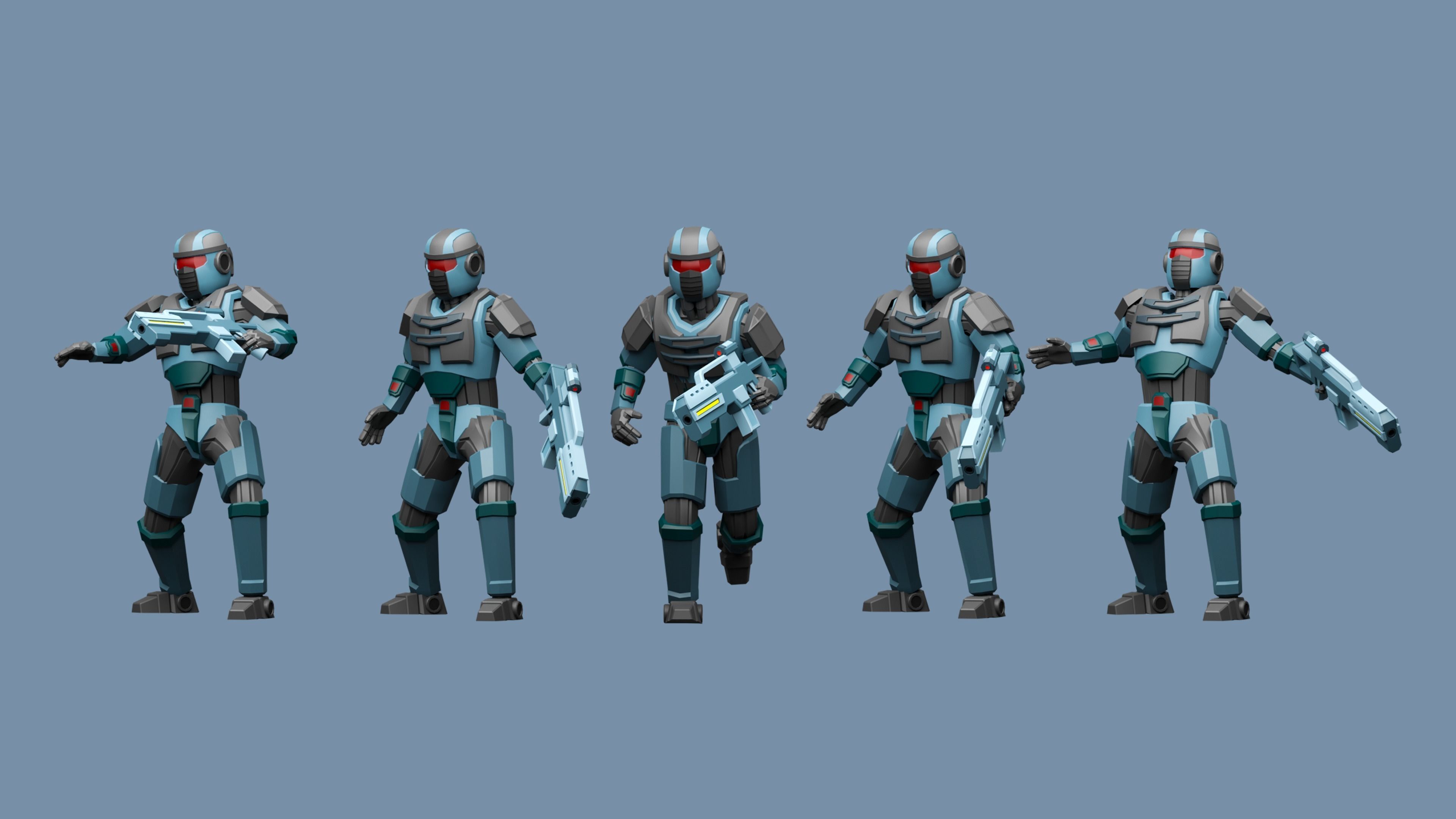 Cartoon characters robots  Low-poly 3D model_6