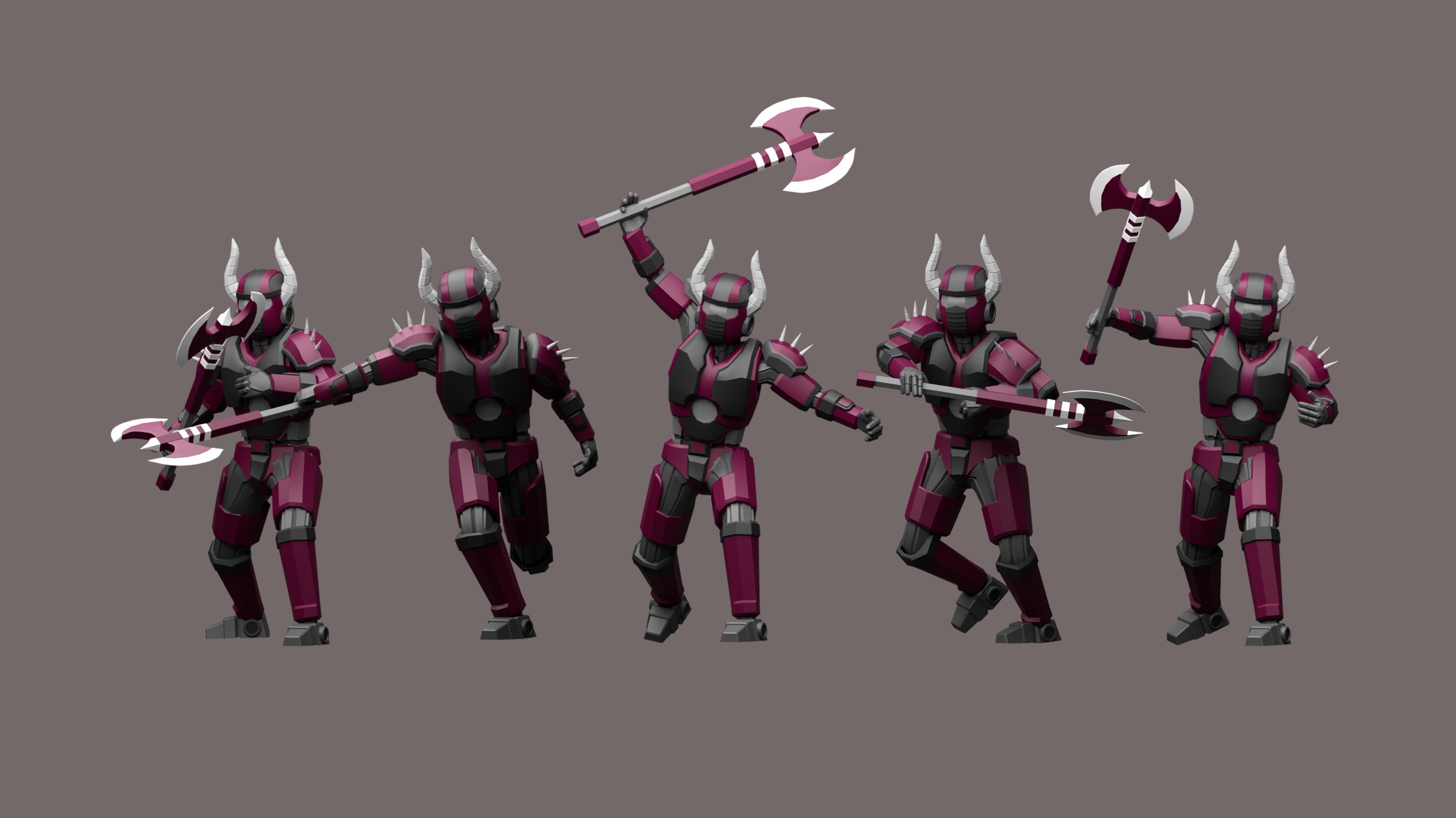 Cartoon characters robots  Low-poly 3D model_5