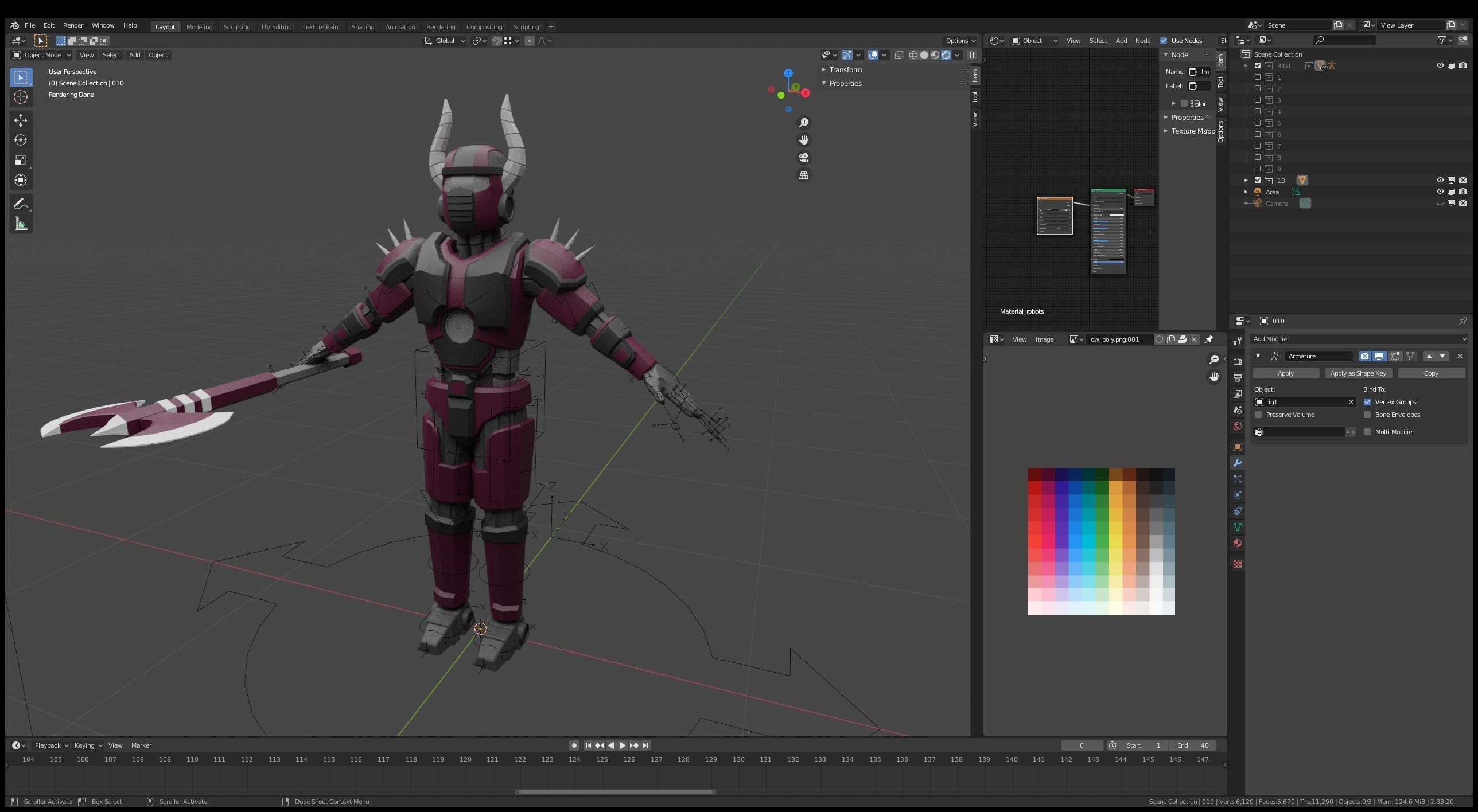 Cartoon characters robots  Low-poly 3D model_11