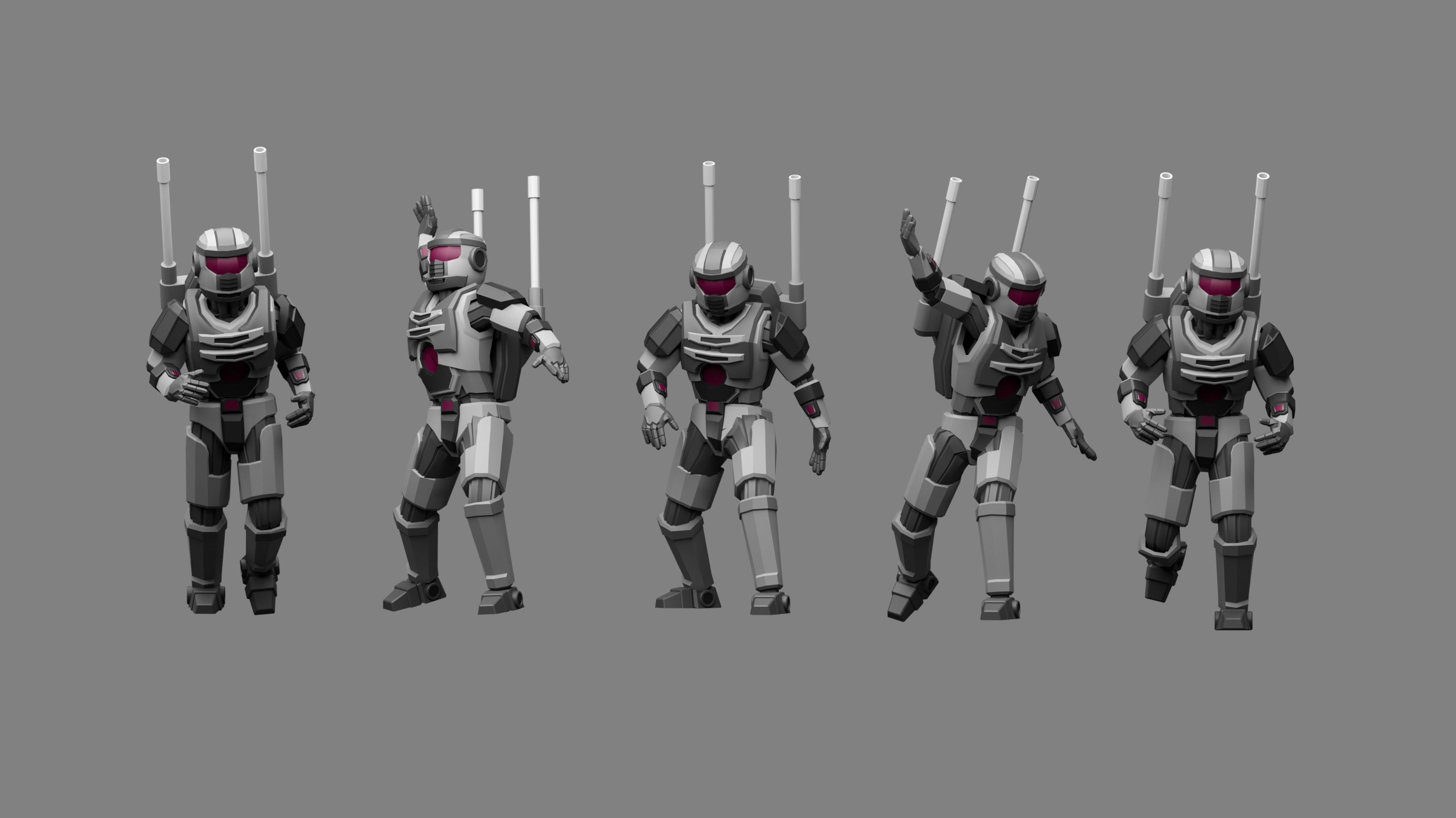Cartoon characters robots  Low-poly 3D model_7