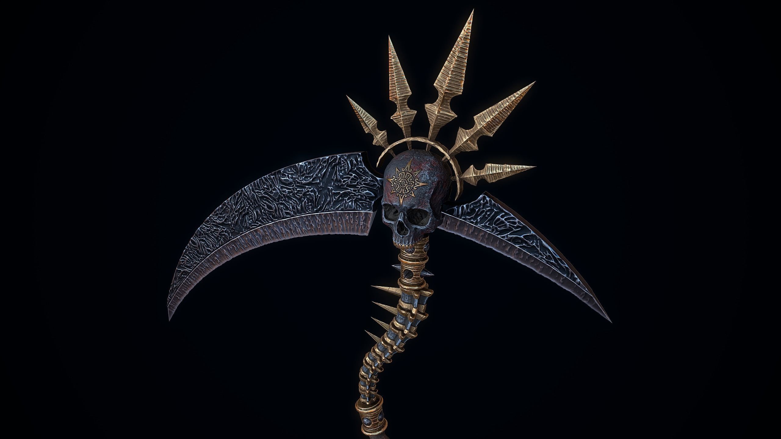 Dark Reaper Scythe Low-poly 3D model_8