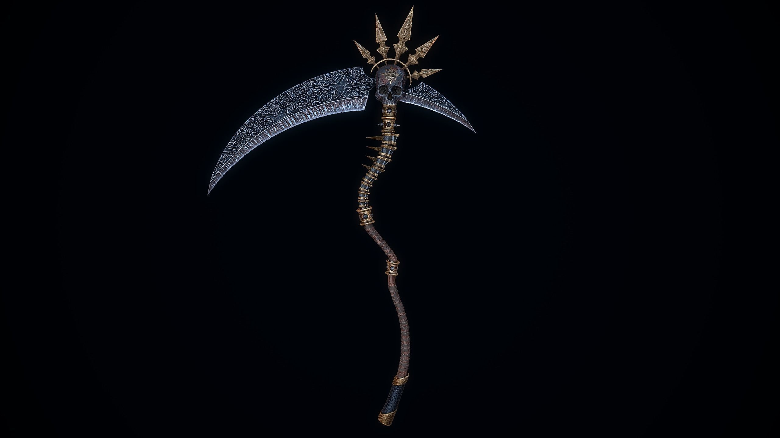 Dark Reaper Scythe Low-poly 3D model_7