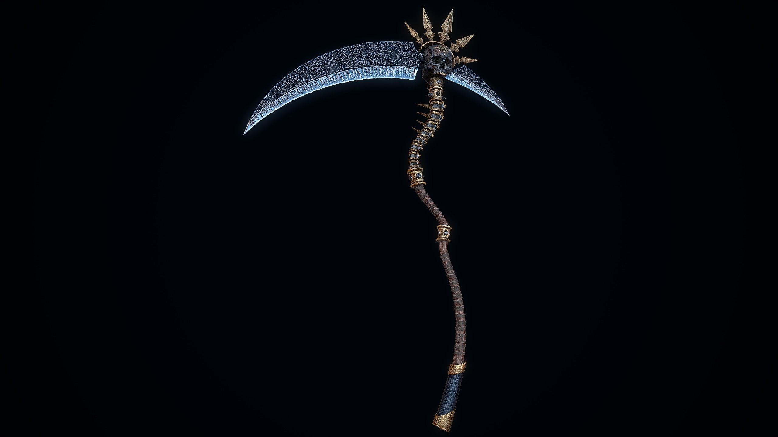 Dark Reaper Scythe Low-poly 3D model_6