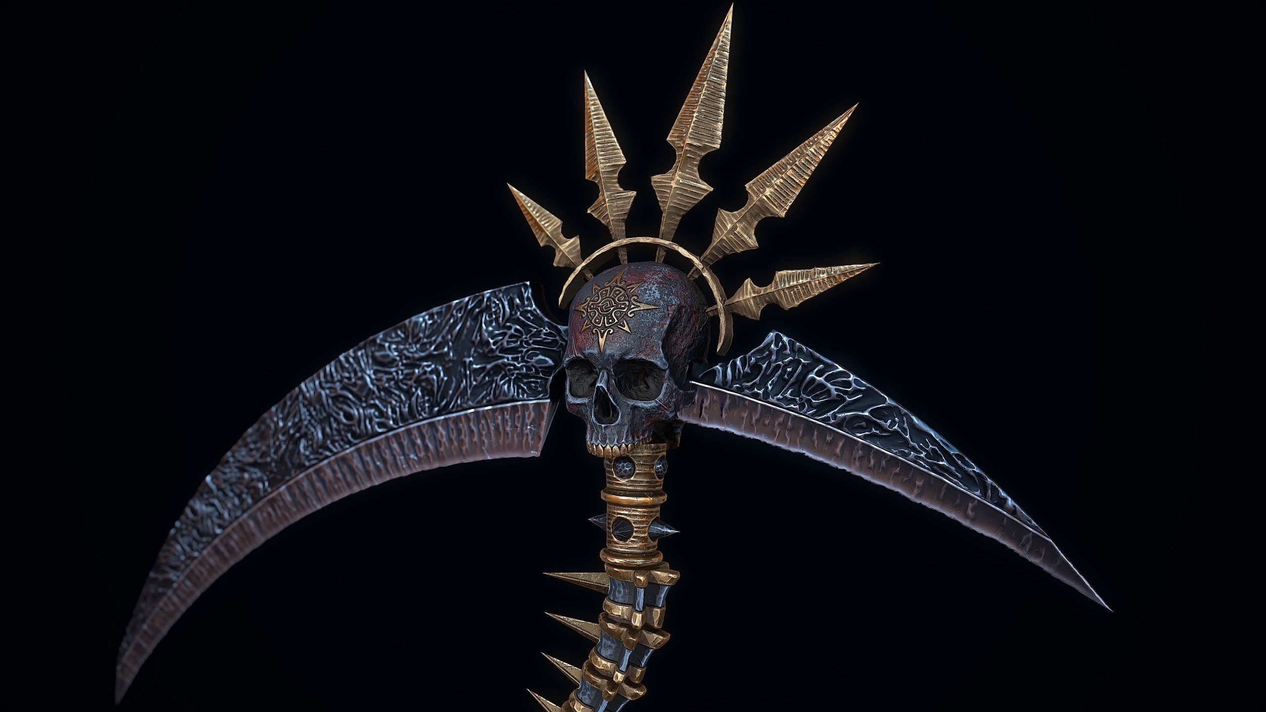 Dark Reaper Scythe Low-poly 3D model_3