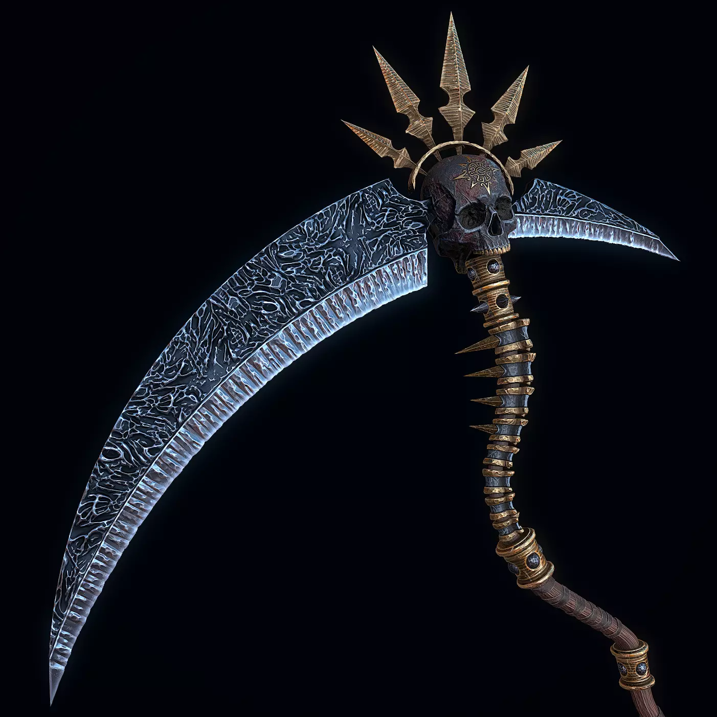 Dark Reaper Scythe Low-poly 3D model_0