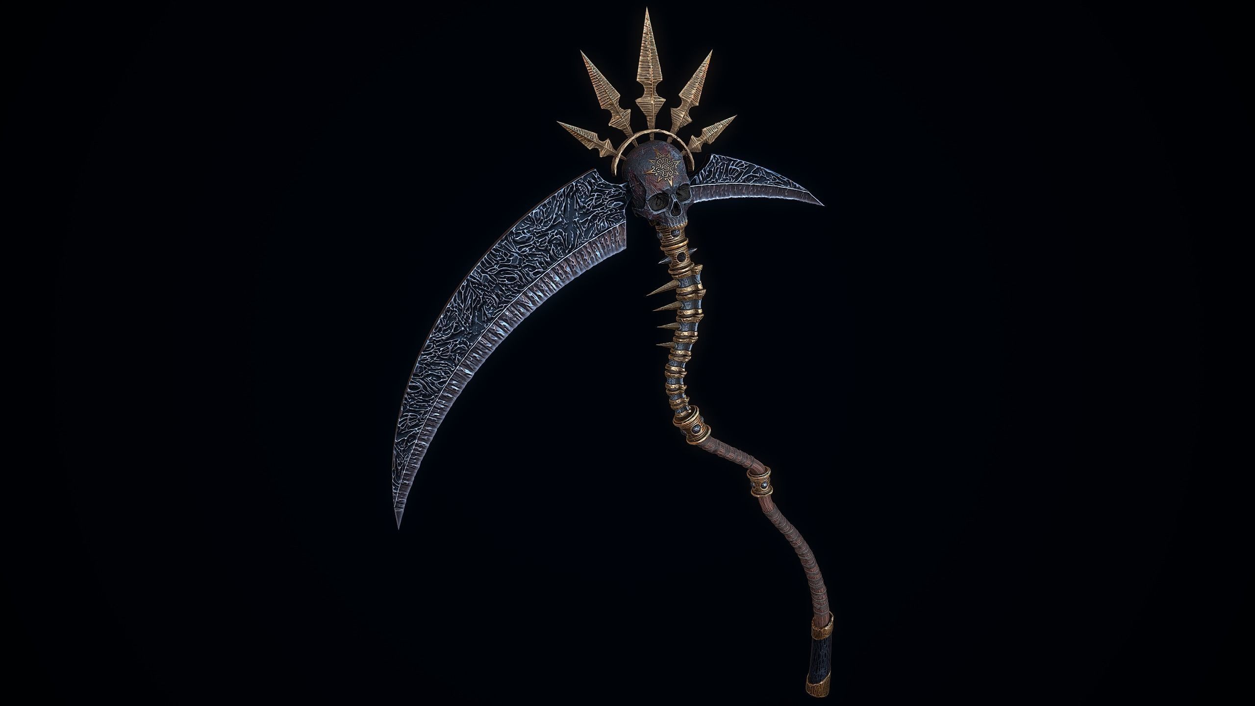 Dark Reaper Scythe Low-poly 3D model_9