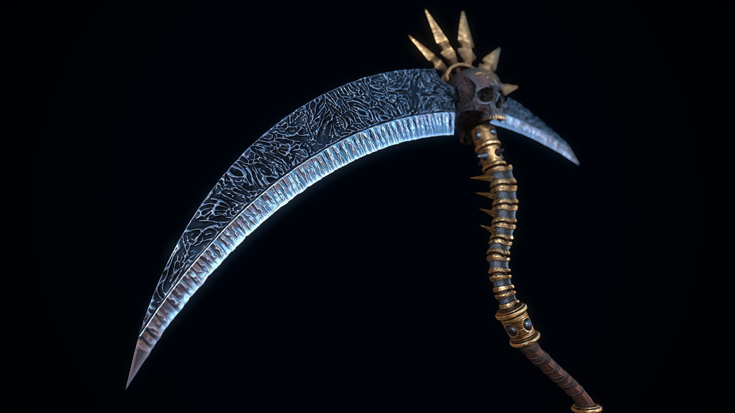 Dark Reaper Scythe Low-poly 3D model_4