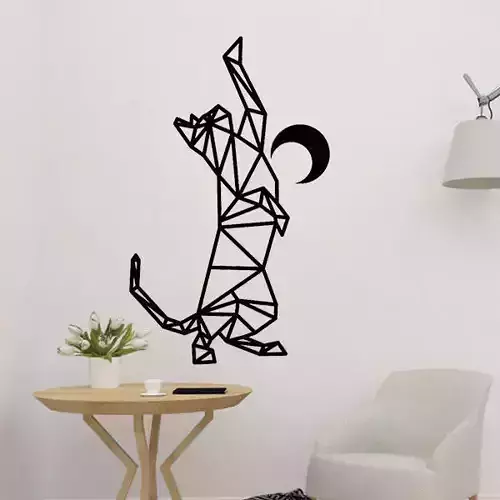 Cat and Moon Wall Art