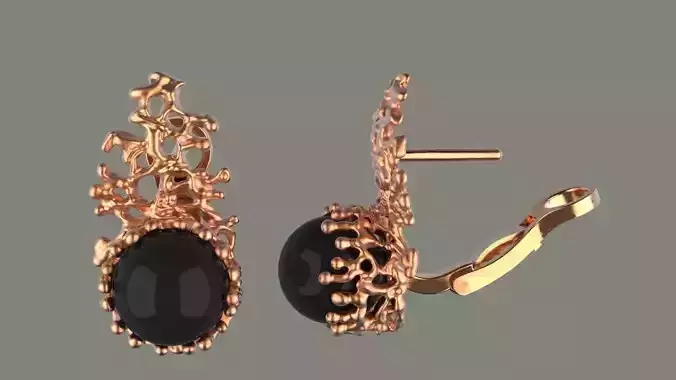 Coral Black Pearl  earrings