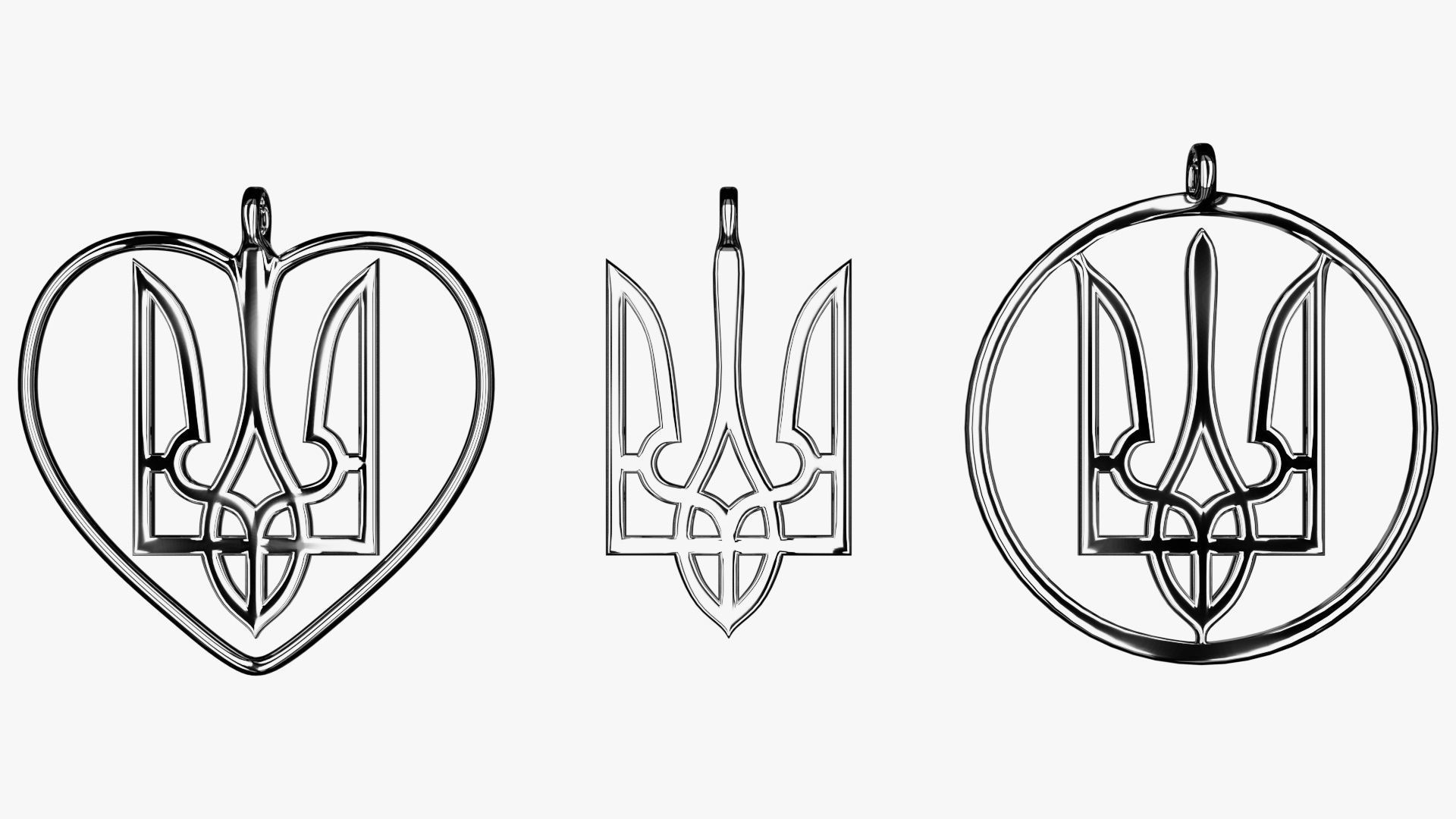 Tryzub pendants 3D print model_3