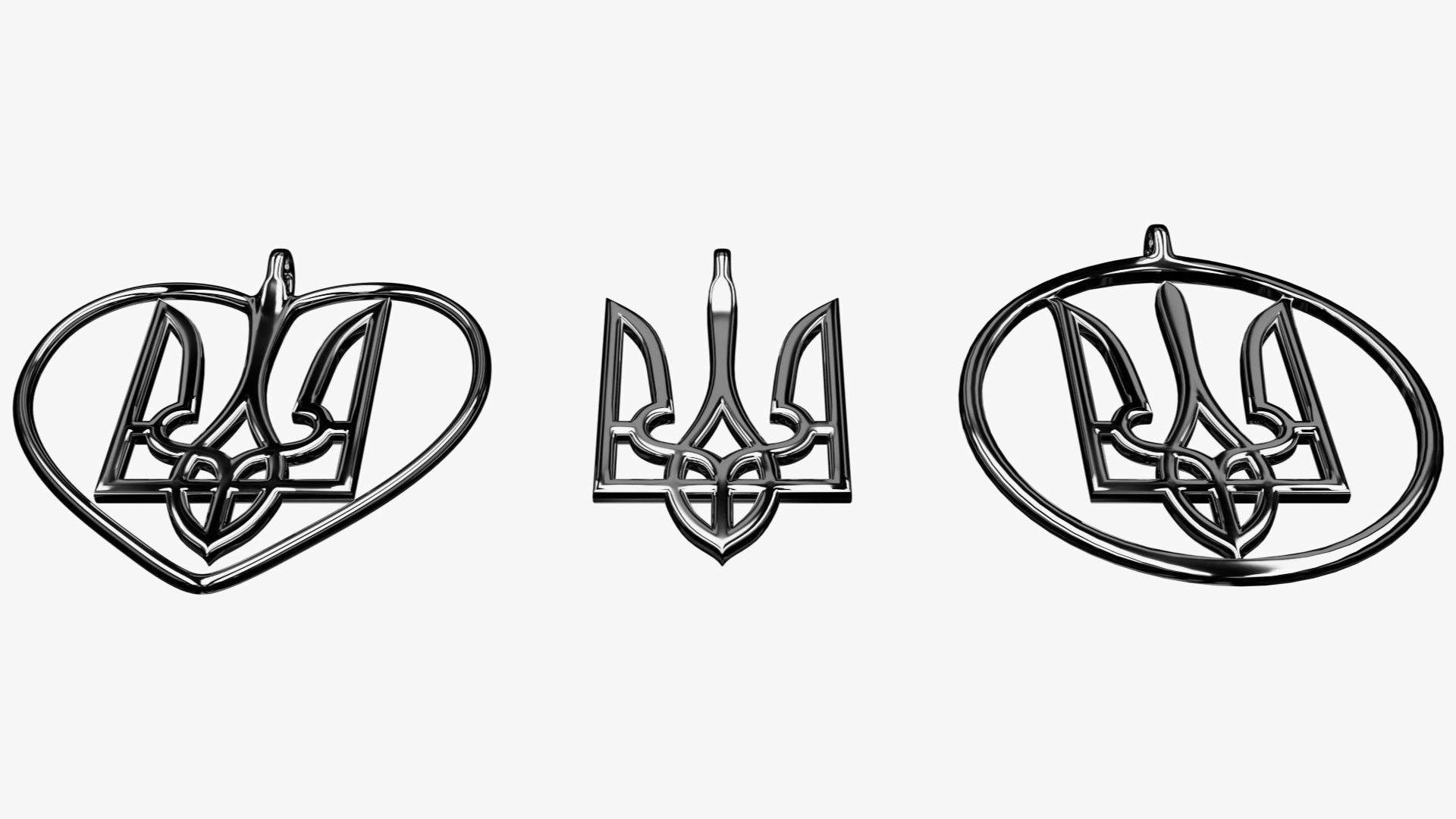 Tryzub pendants 3D print model_1