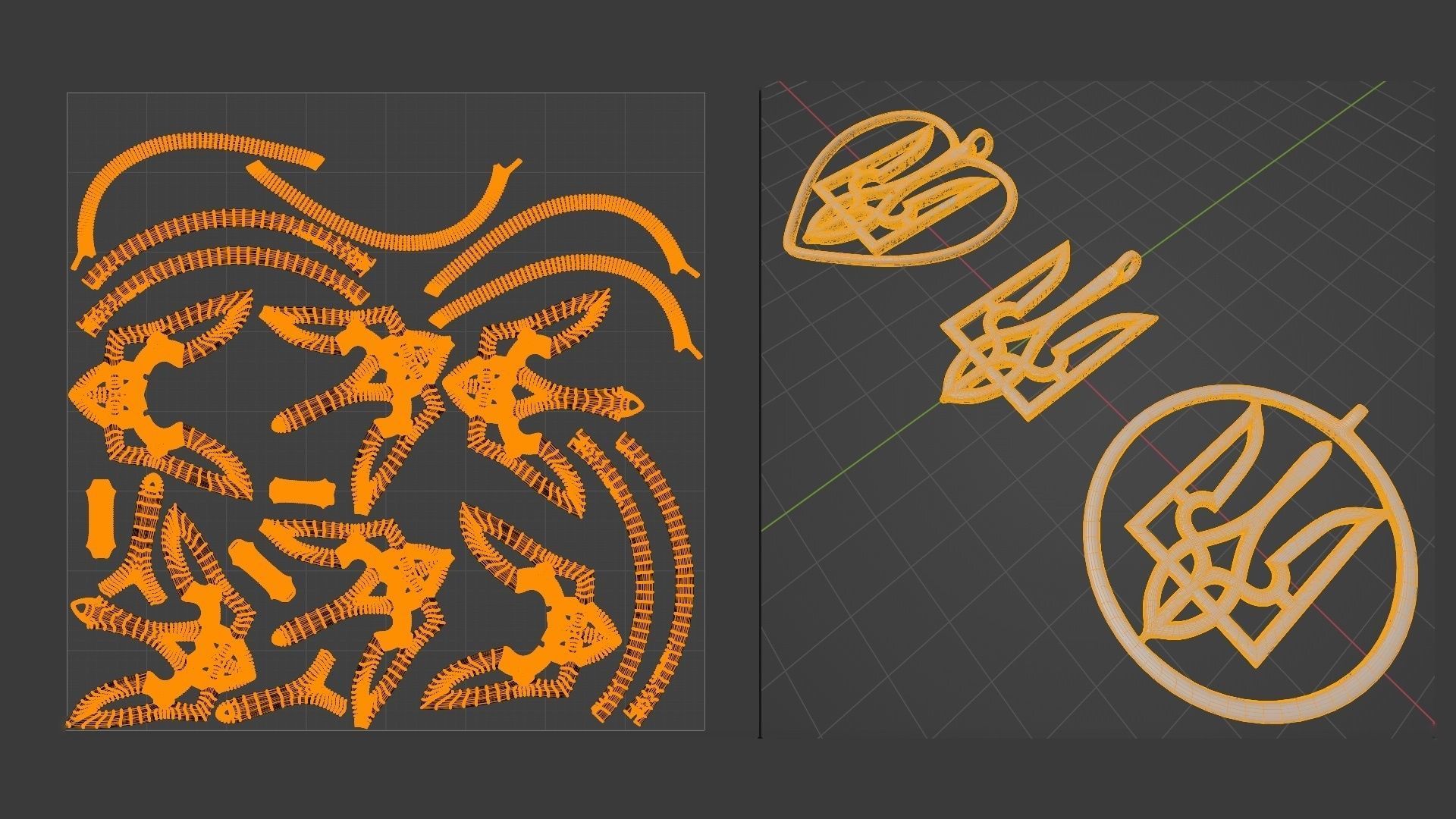 Tryzub pendants 3D print model_13