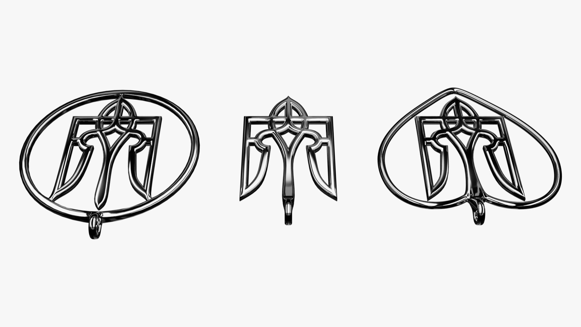 Tryzub pendants 3D print model_4
