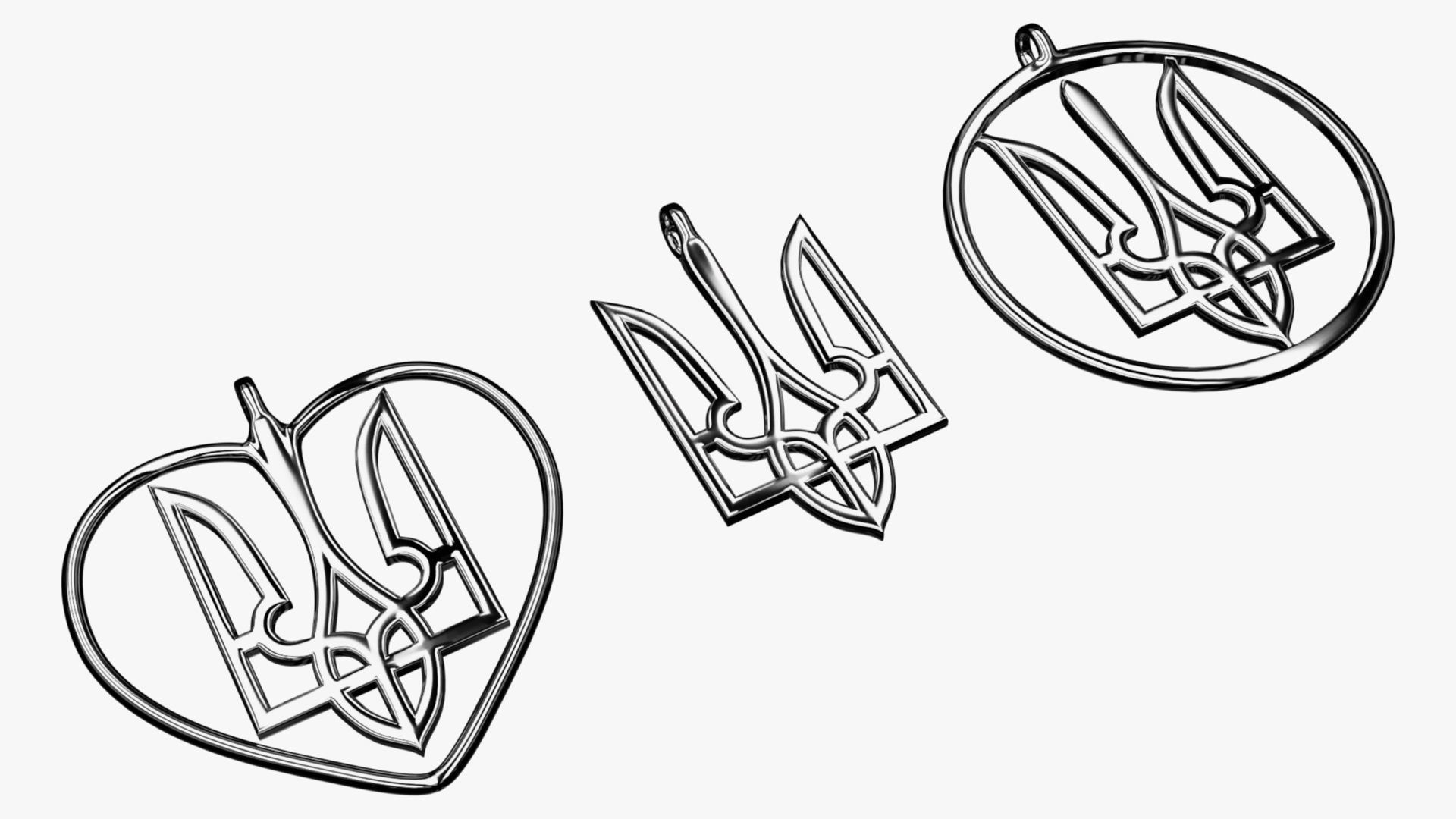 Tryzub pendants 3D print model_2