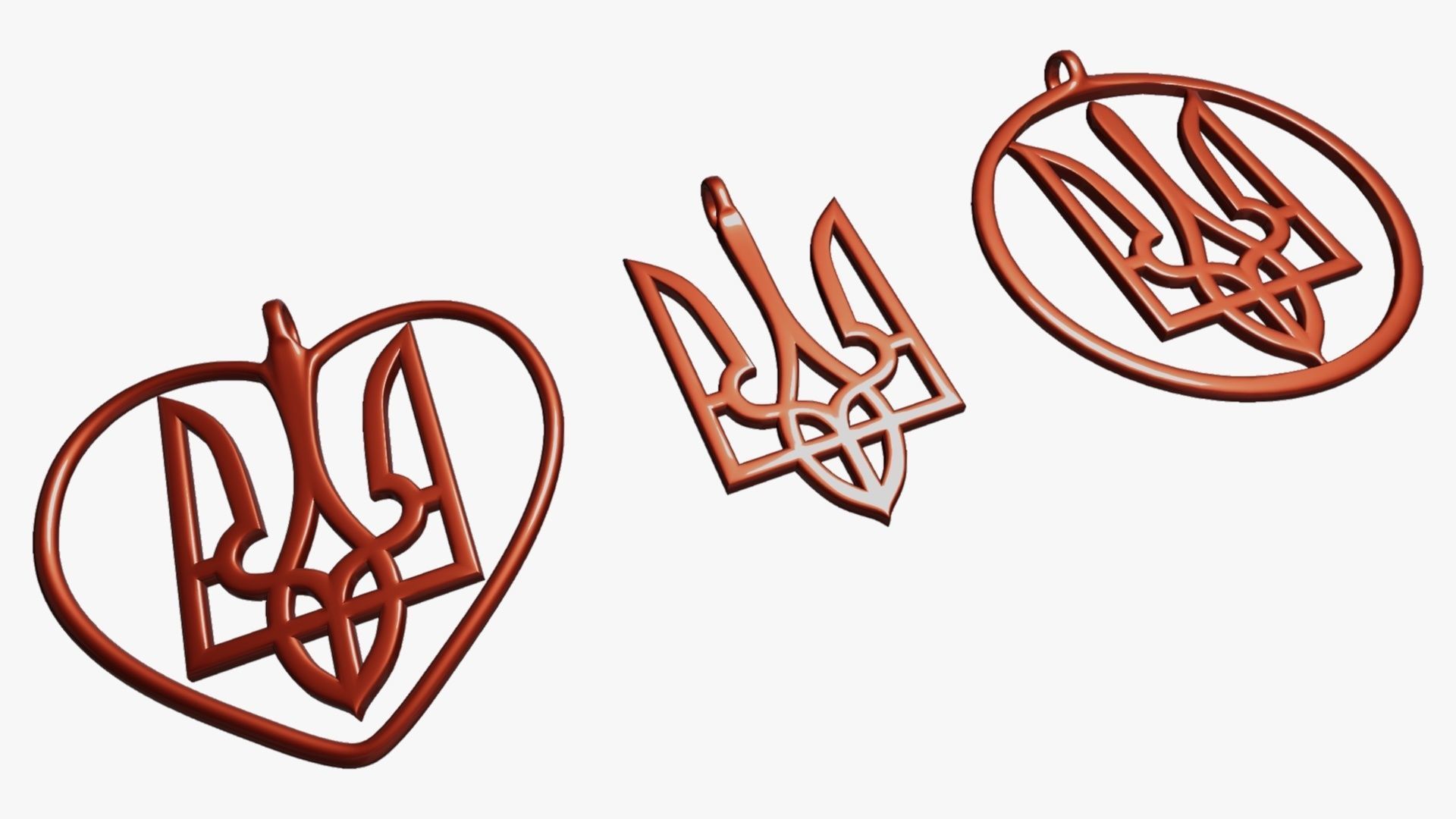 Tryzub pendants 3D print model_24