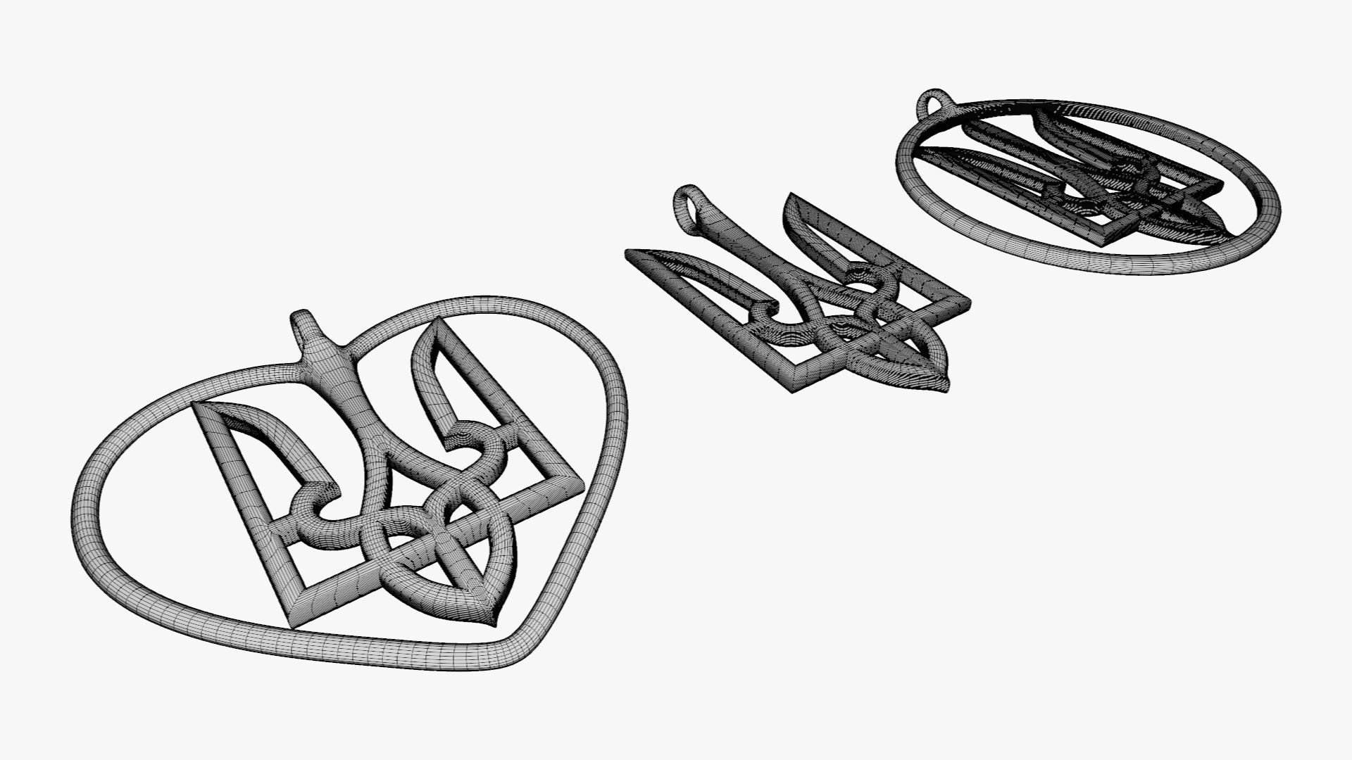 Tryzub pendants 3D print model_15