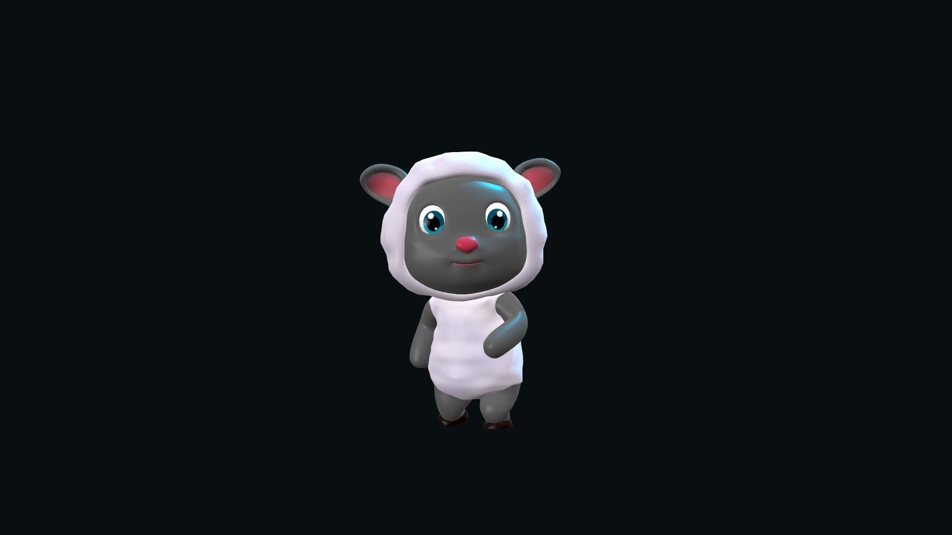 Cartoon Sheep Animated Low-poly 3D model_3