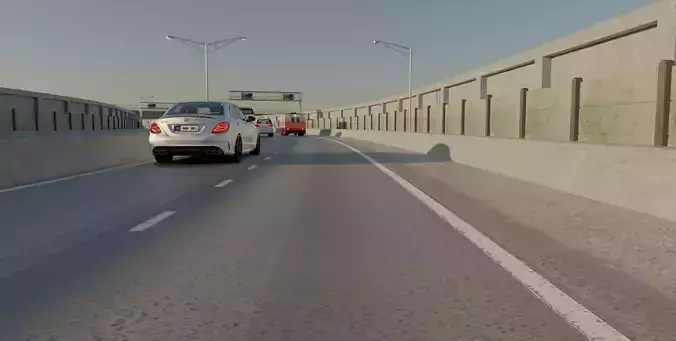 Highway animation scene 3D model