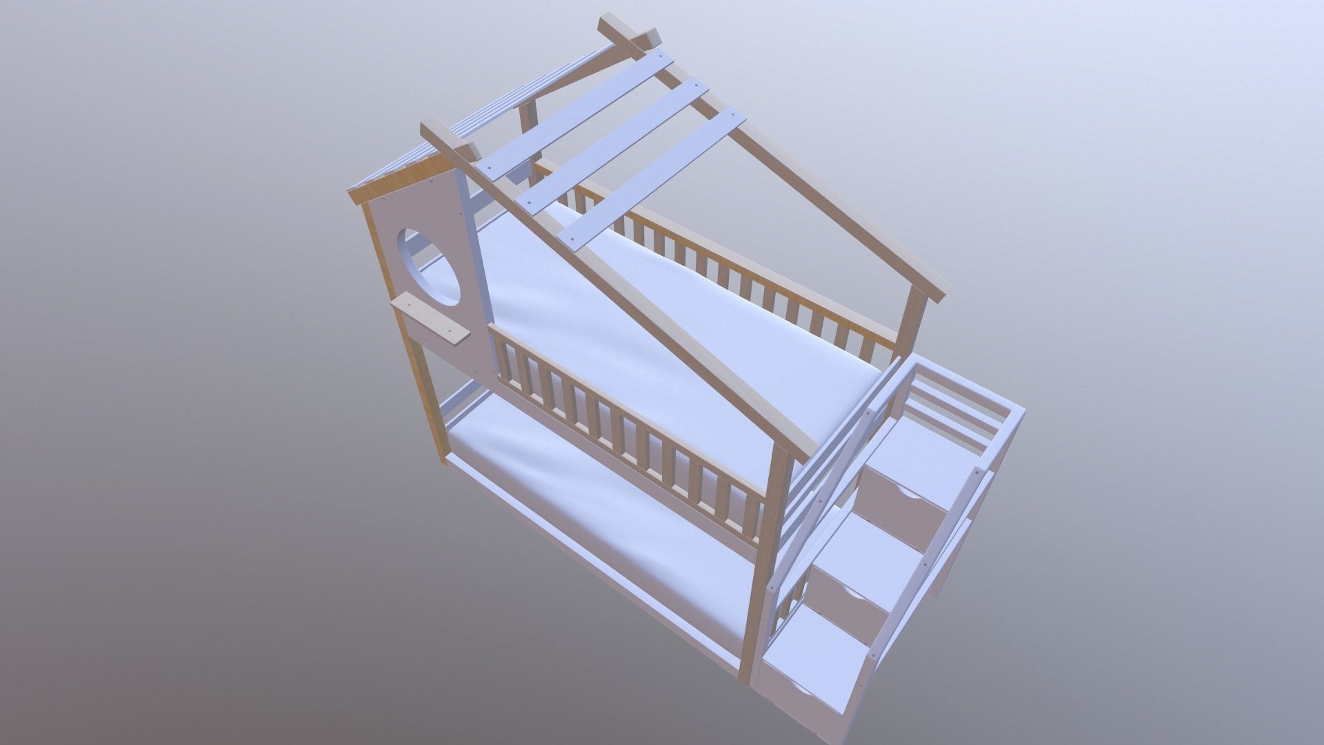 Kids Bunk Bed 3D model_9