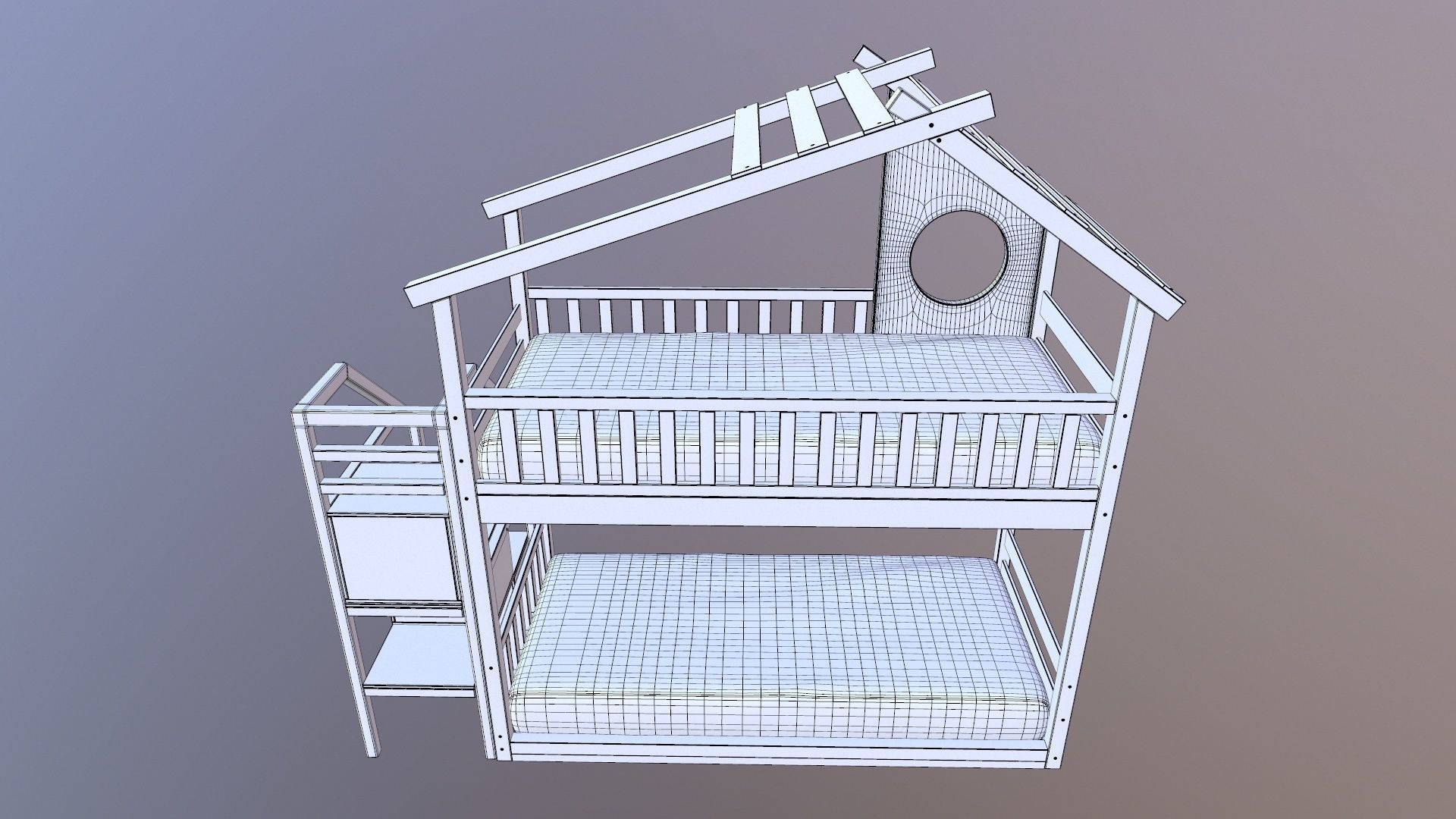 Kids Bunk Bed 3D model_16