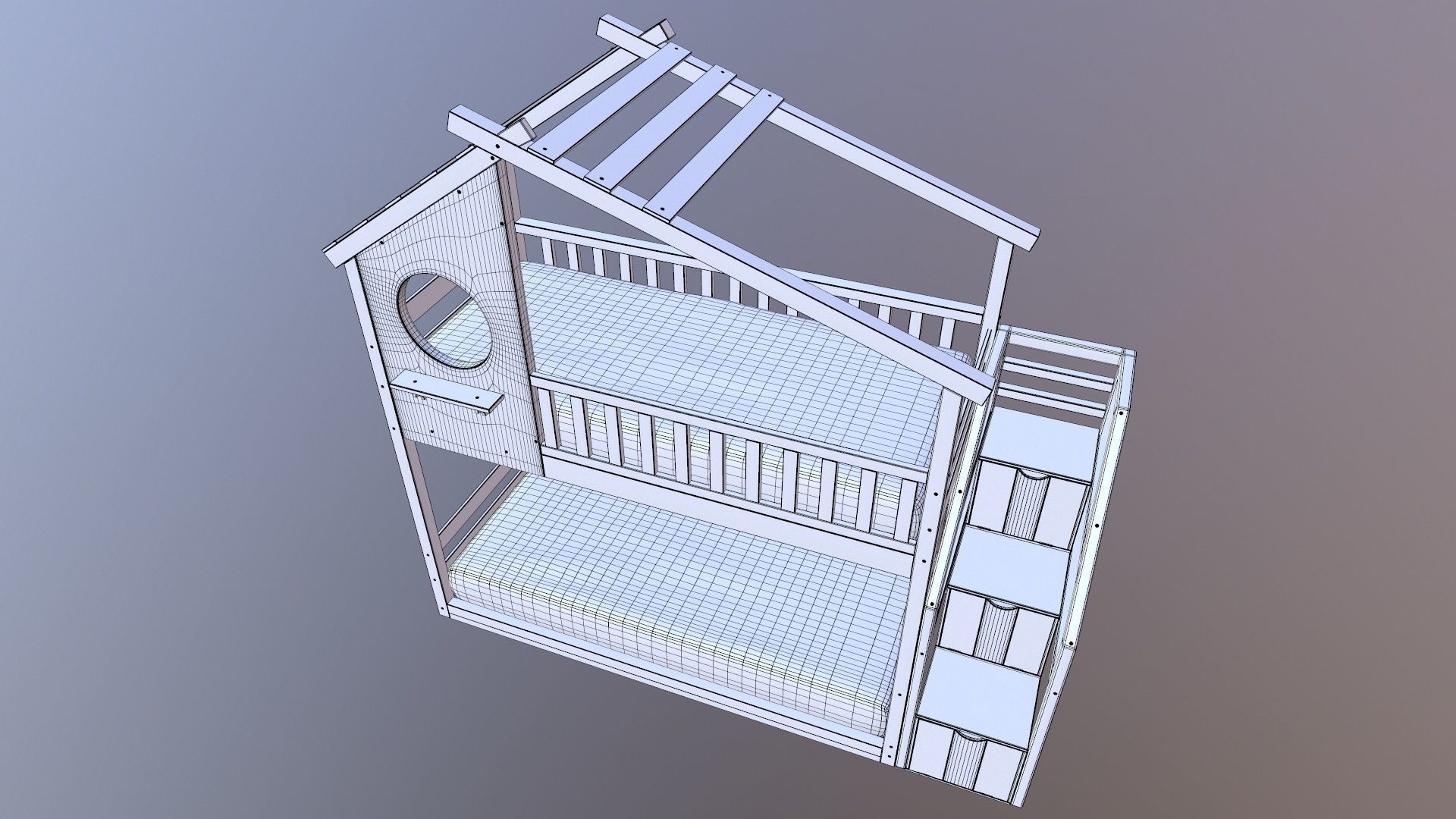 Kids Bunk Bed 3D model_12