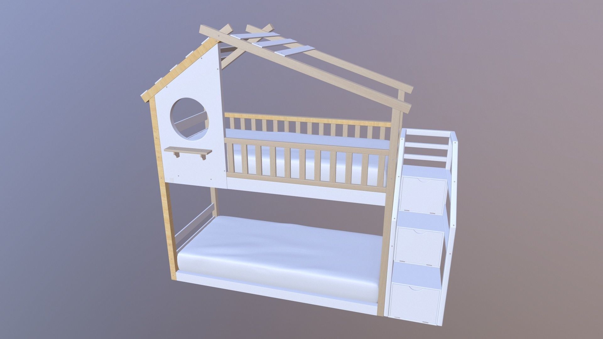 Kids Bunk Bed 3D model_3