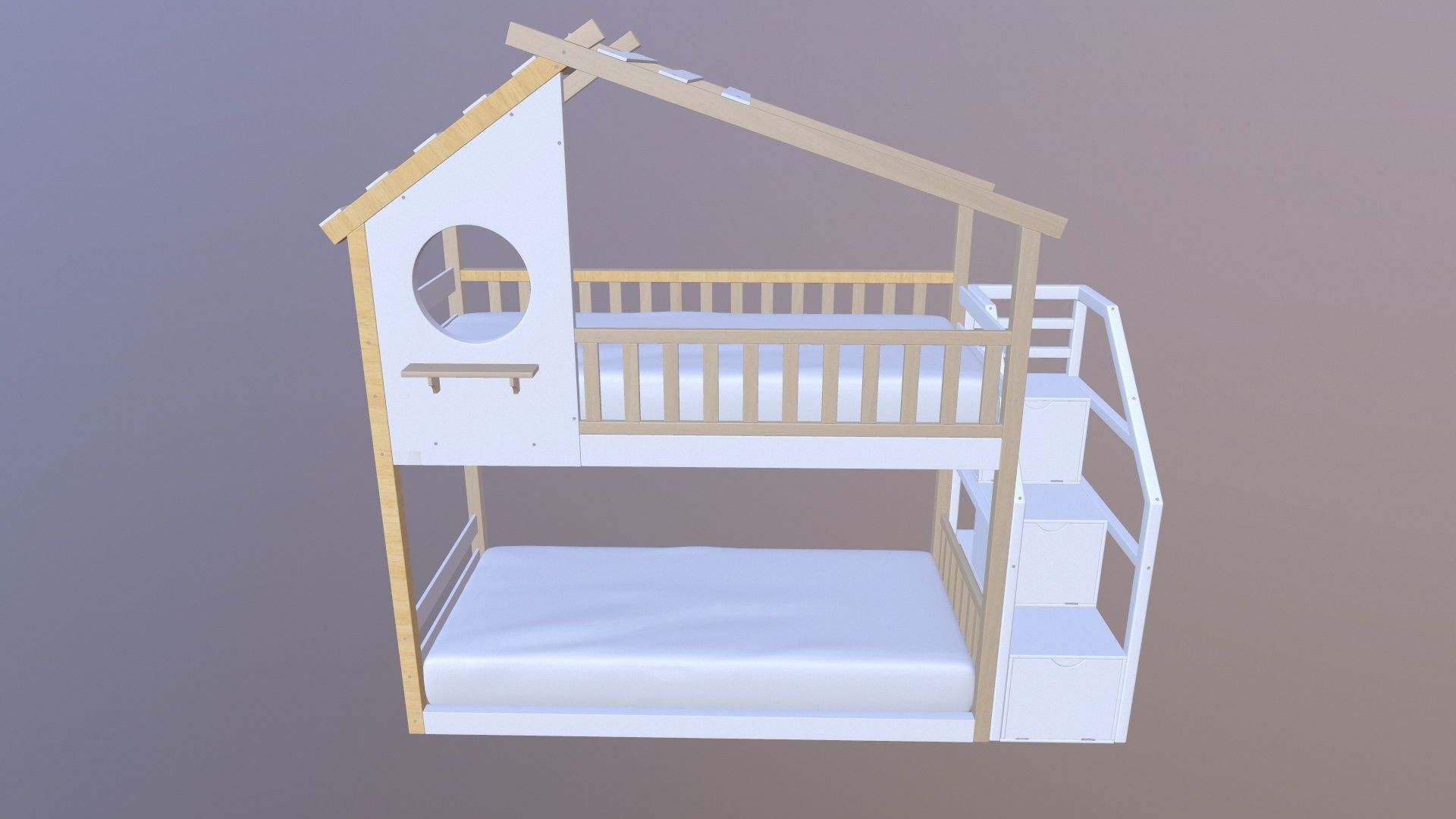 Kids Bunk Bed 3D model_2