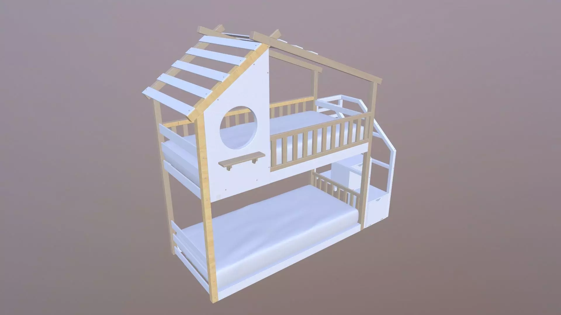 Kids Bunk Bed 3D model_0