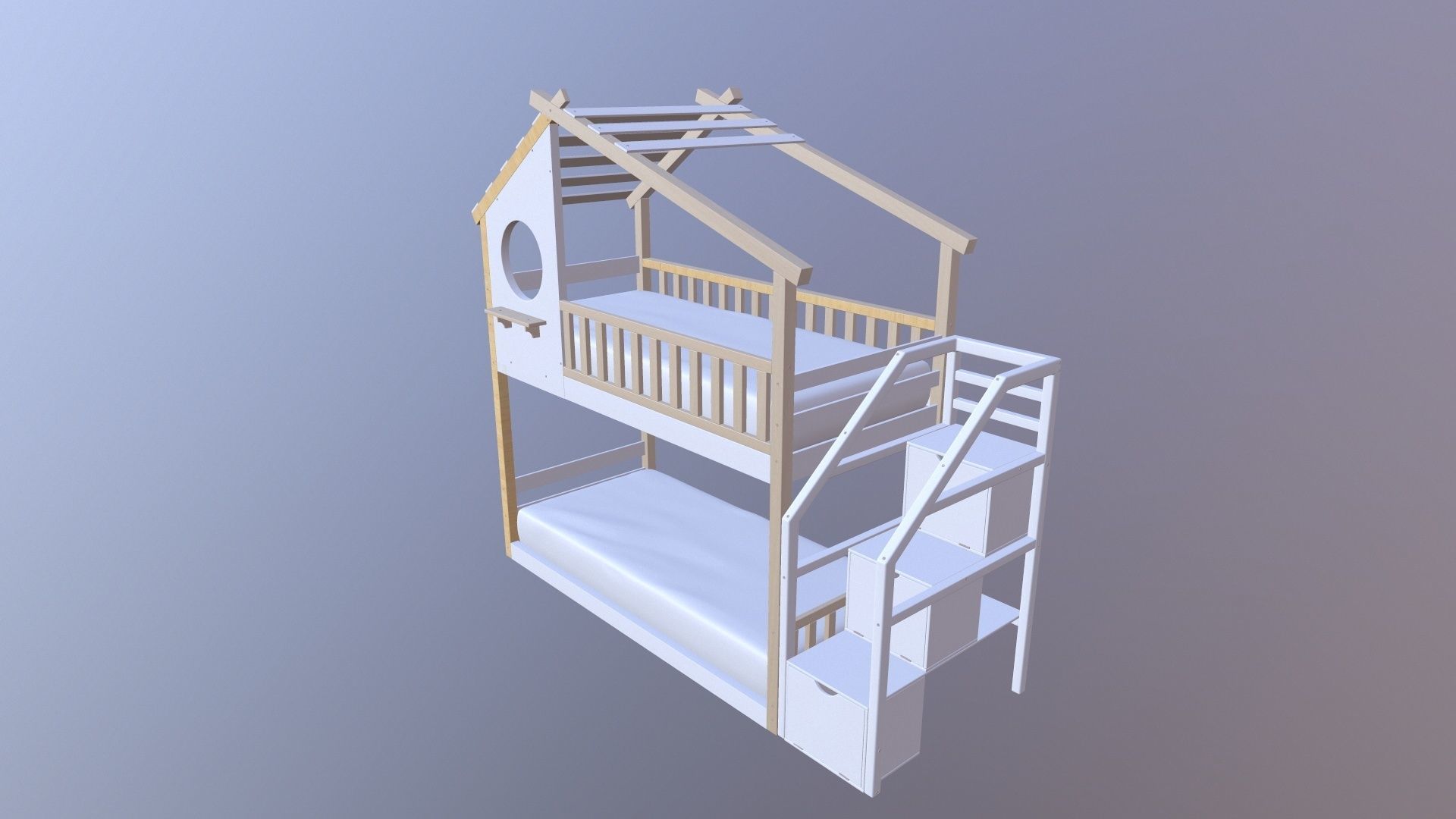Kids Bunk Bed 3D model_4