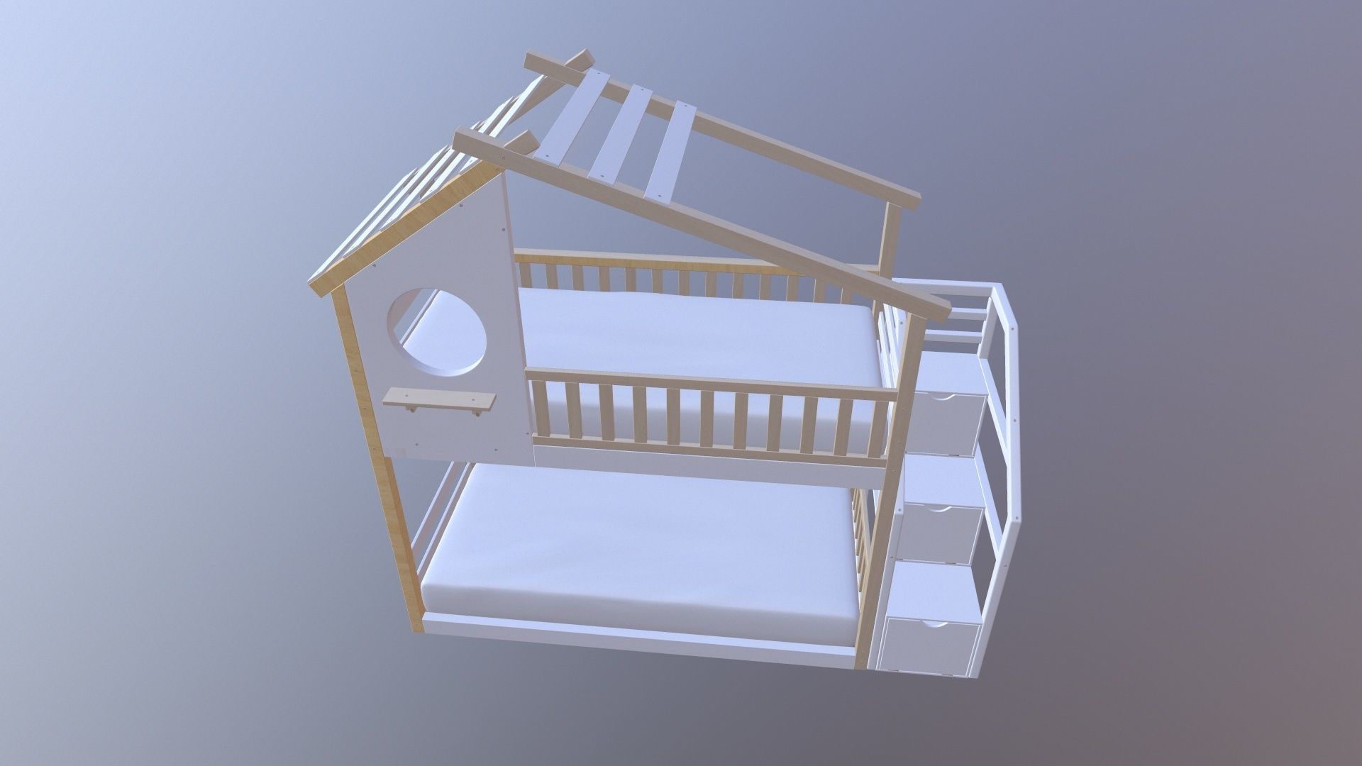 Kids Bunk Bed 3D model_10