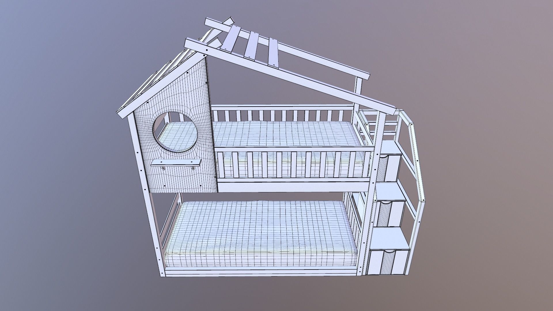 Kids Bunk Bed 3D model_11