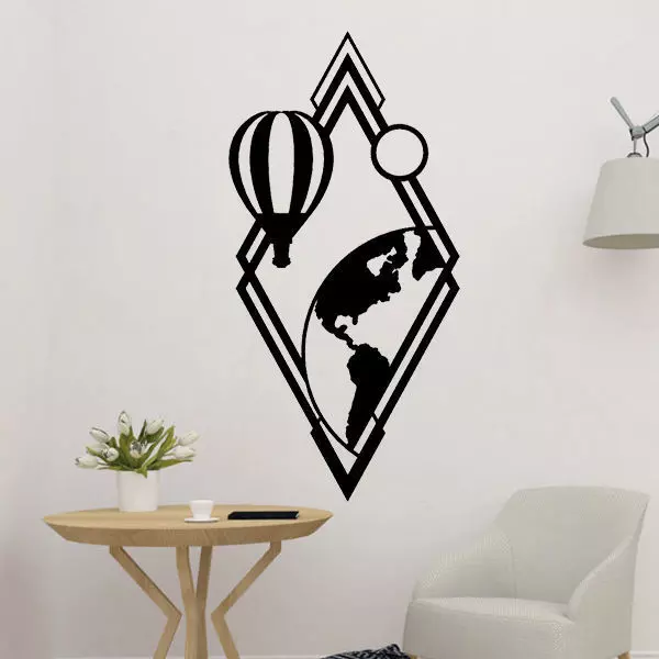 Balloon With Globe 2D Decor 3D print model_0