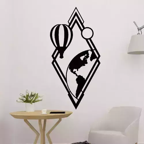 Balloon With Globe 2D Decor 3D print model
