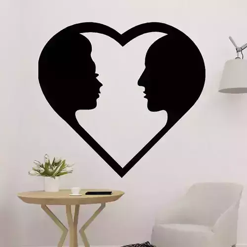 Couple in Heart Sticker Decoration 3D print model
