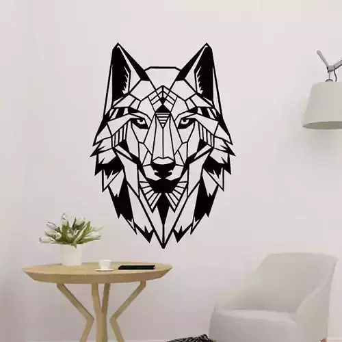 Polygonal Wolf Head Decor