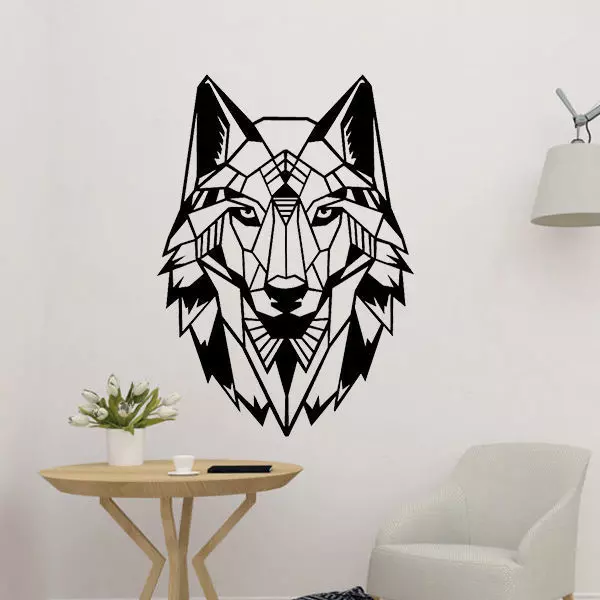 Polygonal Wolf Head Decor 3D print model_0