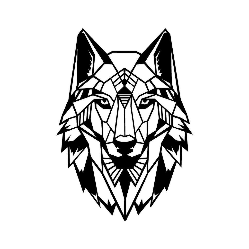Polygonal Wolf Head Decor 3D print model_2