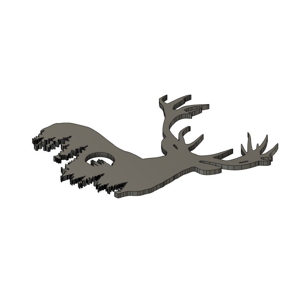 Deer With Moon Wall Decoration 3D print model_1