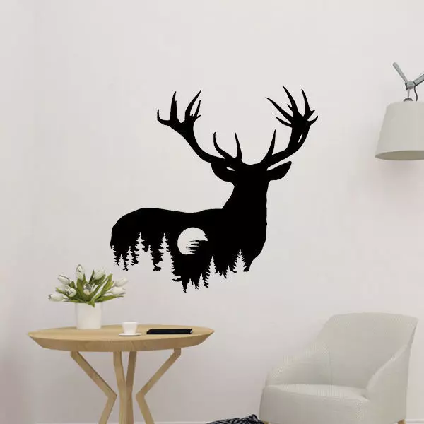 Deer With Moon Wall Decoration 3D print model_0