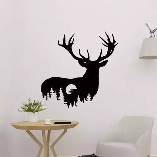 Deer With Moon Wall Decoration 3D print model