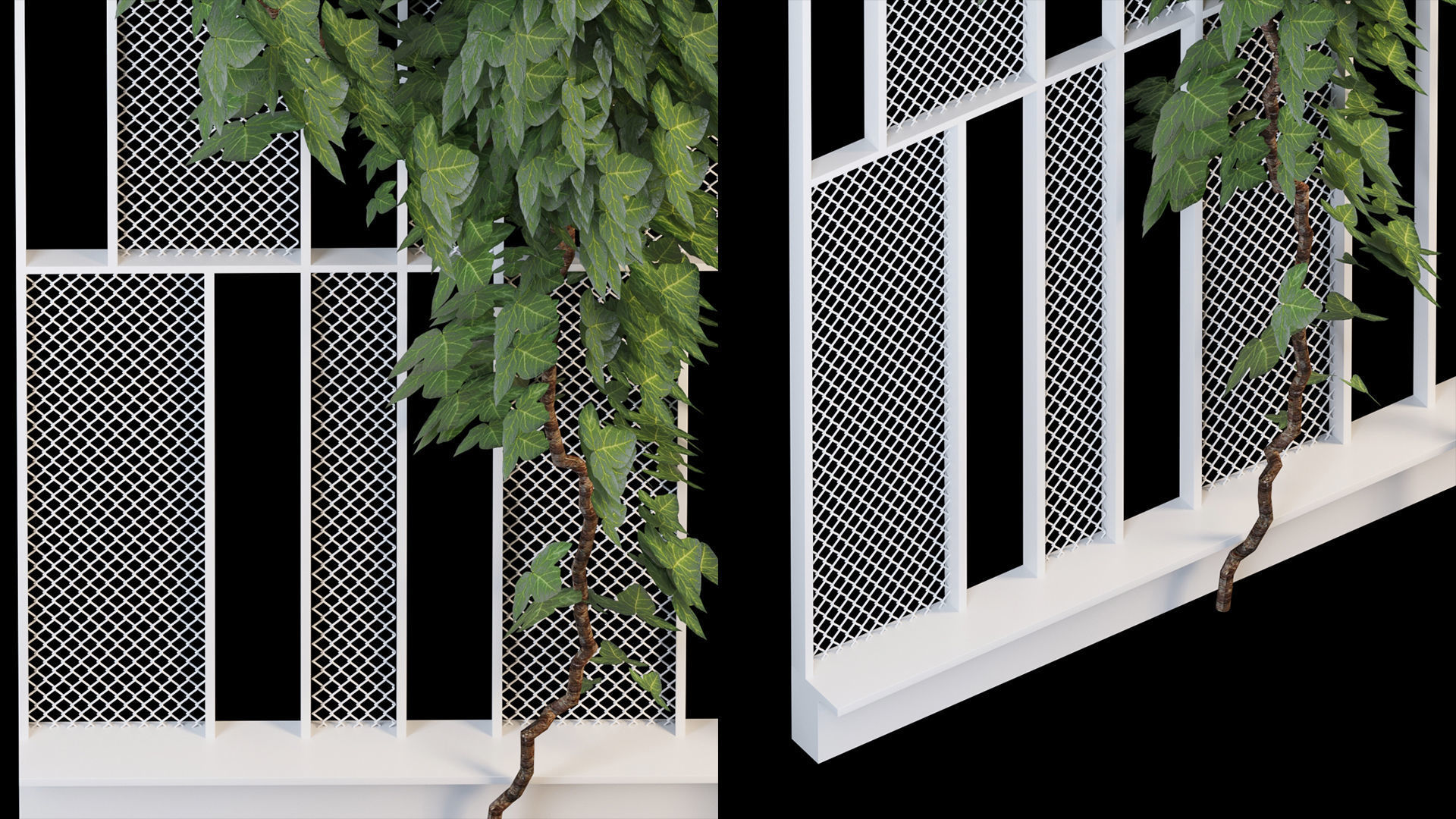 Grid metal partition  3D model_3