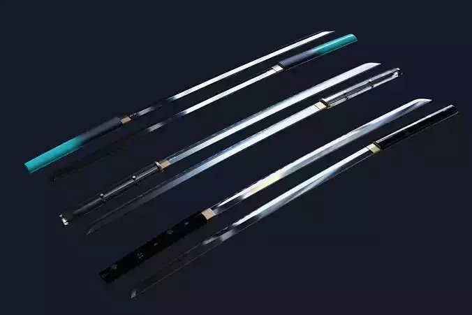 Shirasaya Sword - Blender Cycles Low-poly 3D model